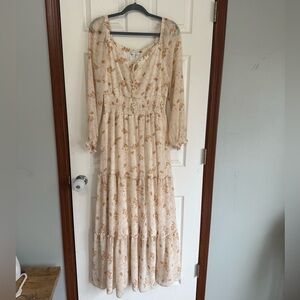 Baltic Born Cream Floral Long Sleeve Dress